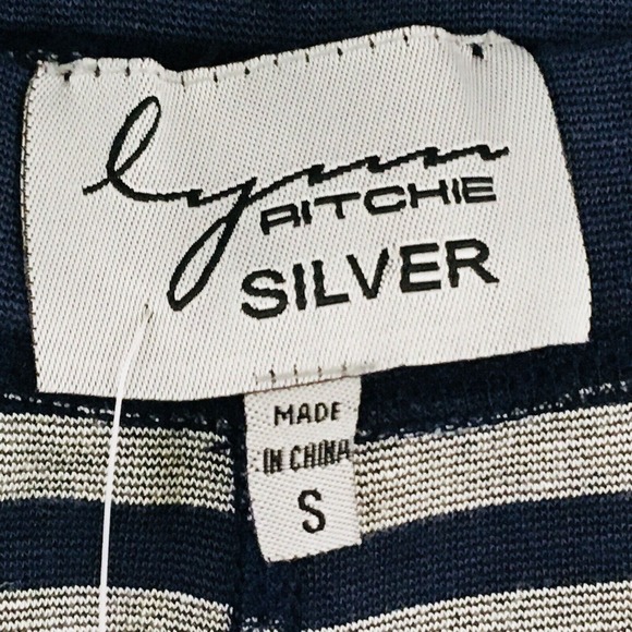 Womens S Lynn Ritchie Leggings Reversible Navy Blue Gray Striped 29"‎ Inseam New - Picture 4 of 8